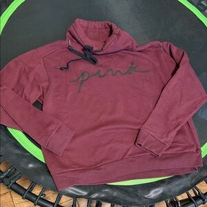 Pink Logo Maroon Hoodie